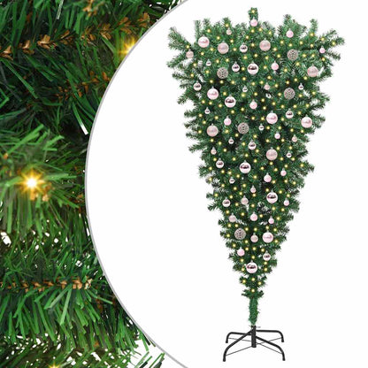 Albero di Natale artificiale pre-illuminato rovesciato con set di palline