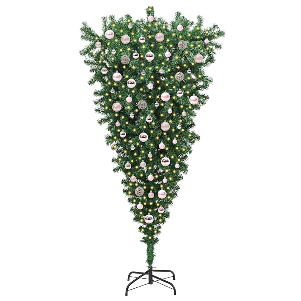Albero di Natale artificiale pre-illuminato rovesciato con set di palline