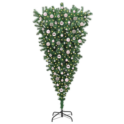 Albero di Natale artificiale pre-illuminato rovesciato con set di palline