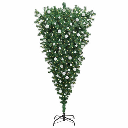 Albero di Natale Artificiale Pre-illuminato Capovolto con Set di Palline