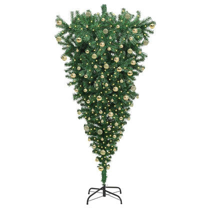 Albero di Natale Artificiale Pre-illuminato Capovolto con Set di Palline