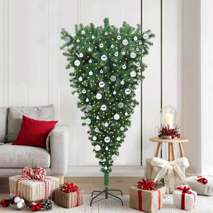 Albero di Natale artificiale pre-illuminato capovolto con set di palle