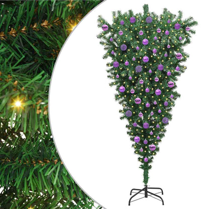 Albero di Natale artificiale preilluminato capovolto con set di palline