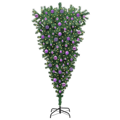 Albero di Natale artificiale preilluminato capovolto con set di palline