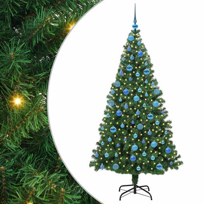 Albero di Natale artificiale preilluminato rovesciato con set di palline