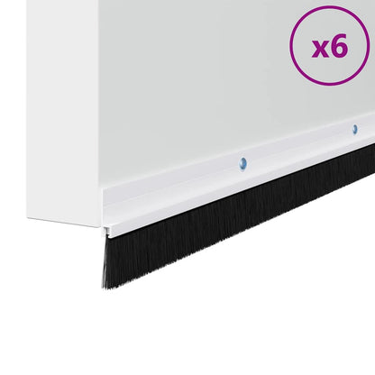 Spazzole per porte a vite 6 pcs Bianco 100 cm Lega di alluminio