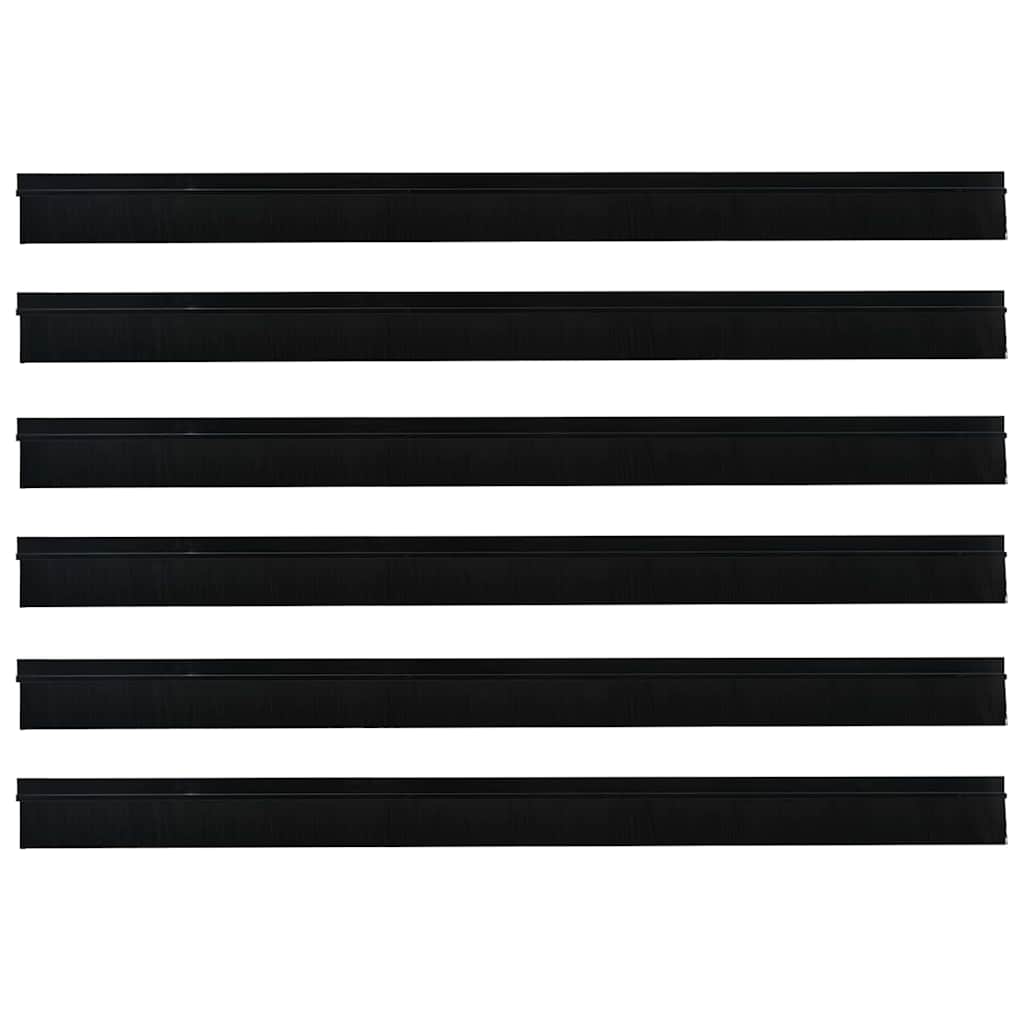 Spazzole per porte autoadesive 6 pcs Nero 100 cm