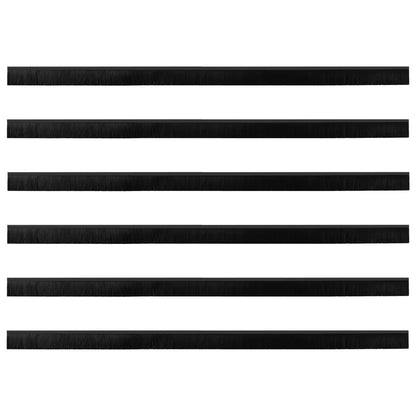 Spazzole per porte autoadesive 6 pcs Nero 100 cm