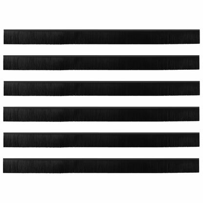 Spazzole per porte autoadesive 6 pcs Nero 100 cm