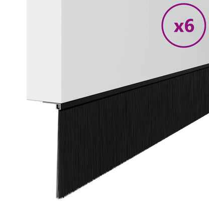 Spazzole per porte autoadesive 6 pcs Nero 100 cm