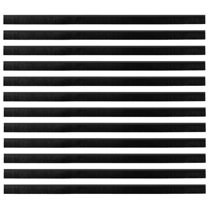 Spazzole per porte autoadesive 12 pcs Nero 100 cm