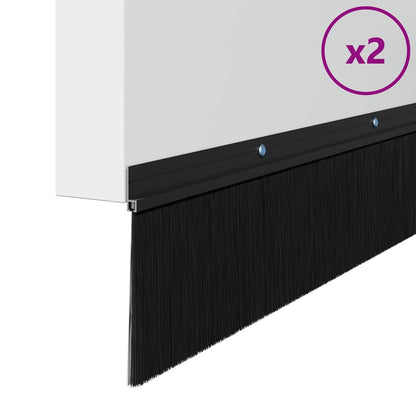 Spazzole per porte a vite 2 pcs Nero 100 cm Lega di alluminio