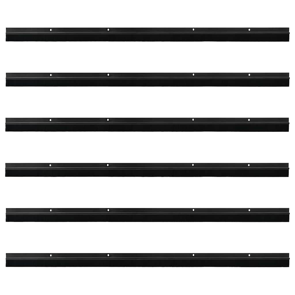 Spazzole per porte a vite 6 pcs Nero 100 cm Lega di alluminio