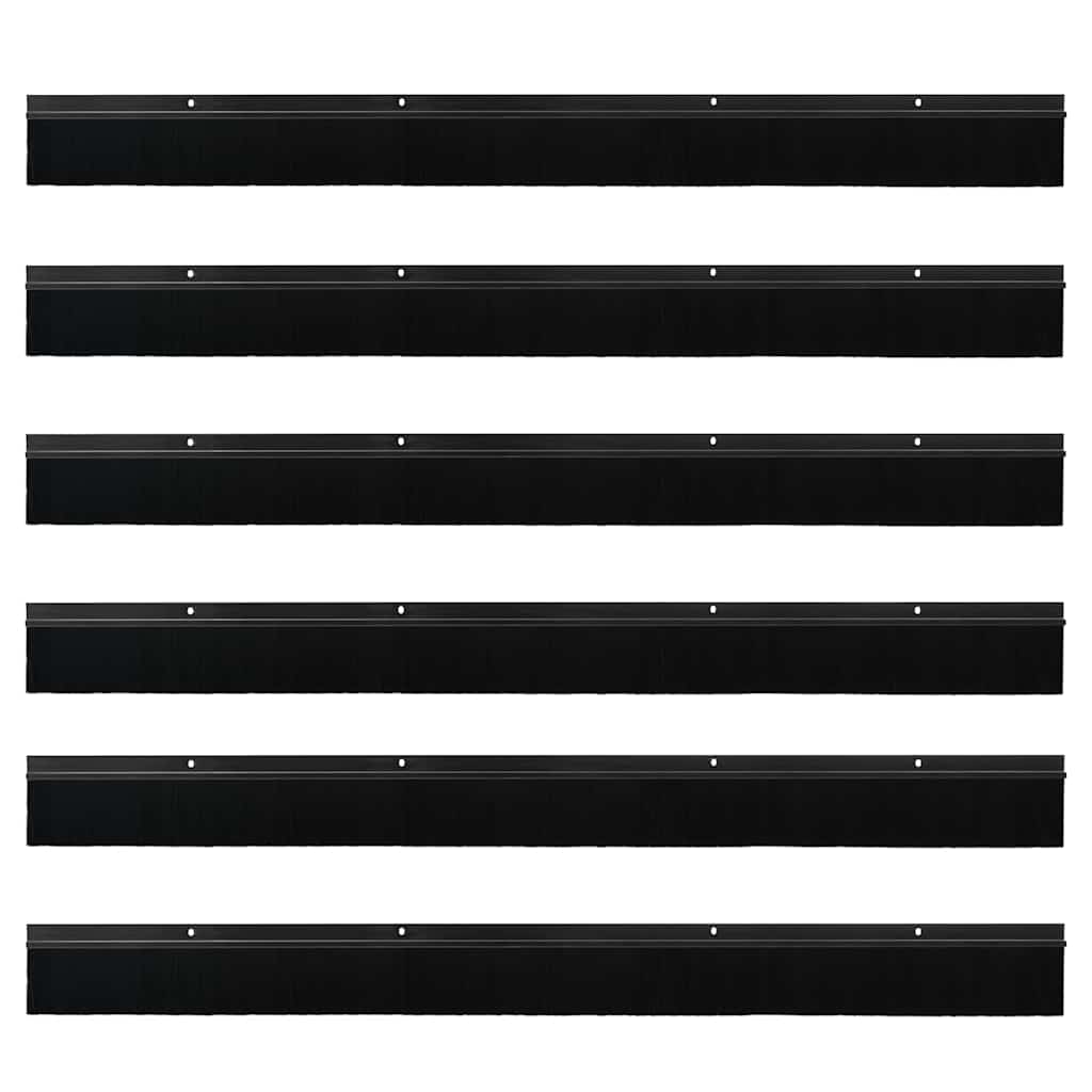 Spazzole per porte a vite 6 pcs Nero 100 cm Lega di alluminio