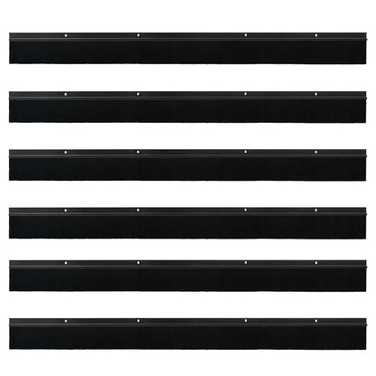 Spazzole per porte a vite 6 pcs Nero 100 cm Lega di alluminio