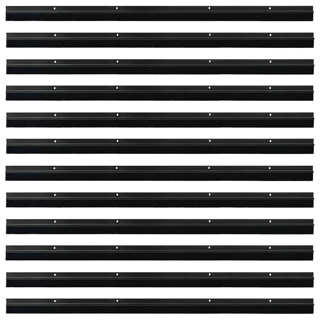 Spazzole per porte a vite 12 pcs Nero 100 cm Lega di alluminio