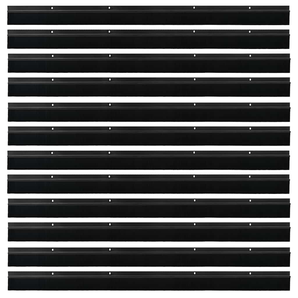 Spazzole per porte a vite 12 pcs Nero 100 cm Lega di alluminio