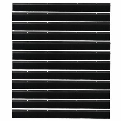 Spazzole per porte a vite 12 pcs Nero 100 cm Lega di alluminio