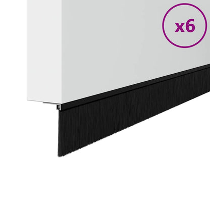 Spazzole per porte a vite 6 pcs Nero 100 cm Lega di alluminio
