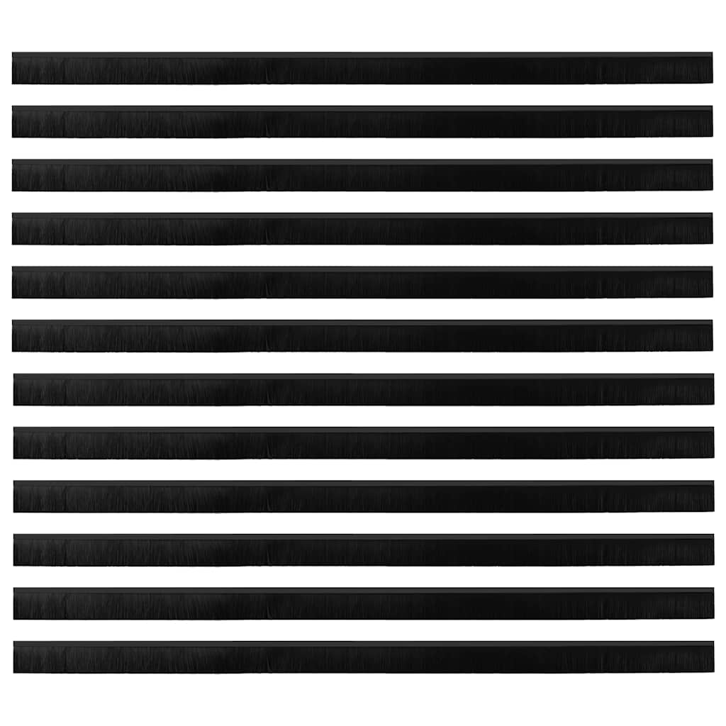 Spazzole per porte a vite 12 pcs Nero 100 cm Lega di alluminio
