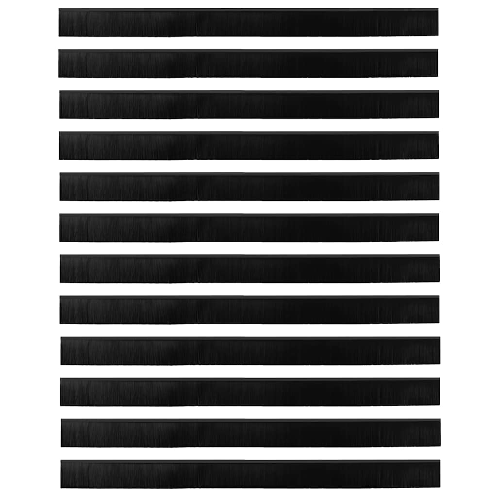 Spazzole per porte a vite 12 pcs Nero 100 cm Lega di alluminio