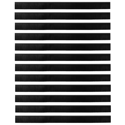 Spazzole per porte a vite 12 pcs Nero 100 cm Lega di alluminio