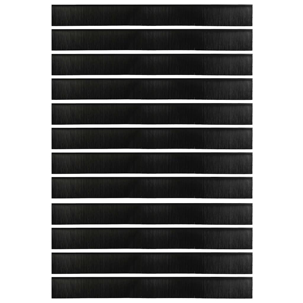 Spazzole per porte a vite 12 pcs Nero 100 cm Lega di alluminio