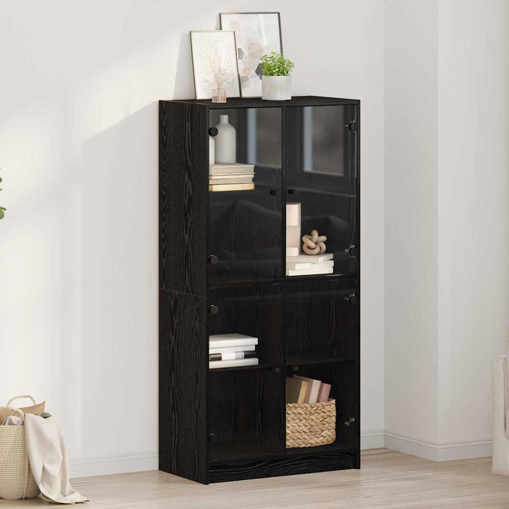 Credenza Rovere Nero 68 x 37 x 142 cm Legno multistrato