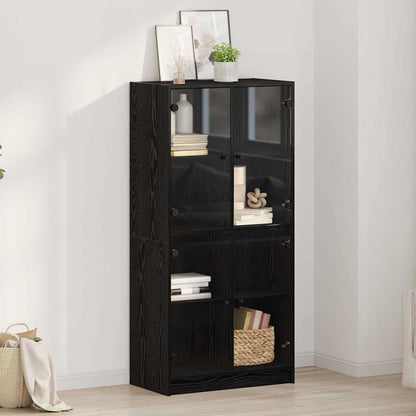 Credenza Rovere Nero 68 x 37 x 142 cm Legno multistrato