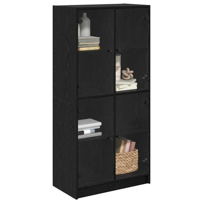 Credenza Rovere Nero 68 x 37 x 142 cm Legno multistrato