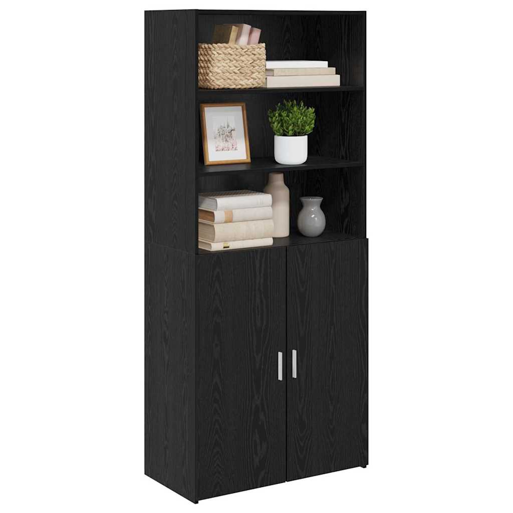 Credenza Rovere Nero 80 x 42,5 x 185 cm Legno multistrato