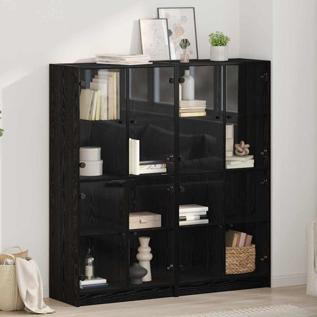Credenza 2 pcs Rovere Nero 68 x 37 x 142 cm Legno multistrato