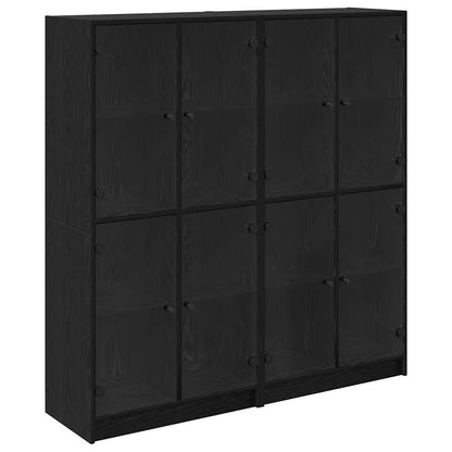 Credenza 2 pcs Rovere Nero 68 x 37 x 142 cm Legno multistrato