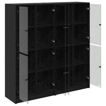 Credenza 2 pcs Rovere Nero 68 x 37 x 142 cm Legno multistrato