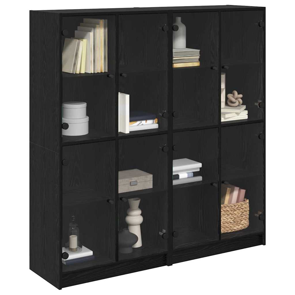 Credenza 2 pcs Rovere Nero 68 x 37 x 142 cm Legno multistrato