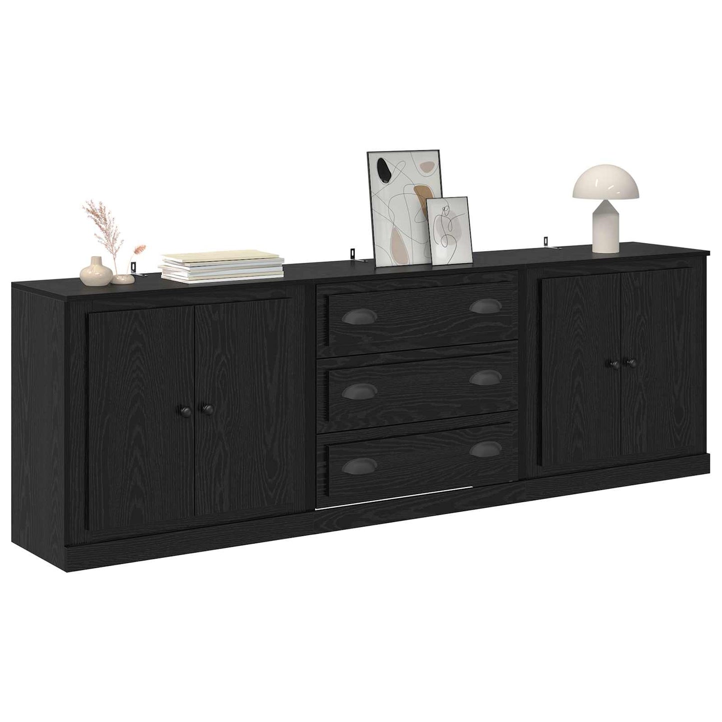 Sideboards con cassetto 3 pcs Rovere Nero 70 x 35,5 x 67,5 cm