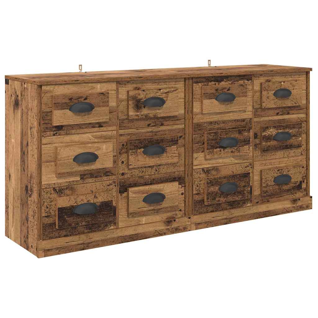 Sideboards con cassetto 2 pcs Legno vecchio 70 x 35,5 x 67,5 cm