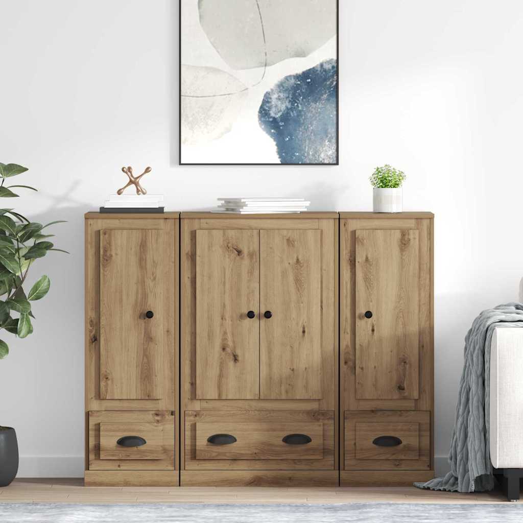Credenza 3 pcs Rovere artigianale Legno multistrato