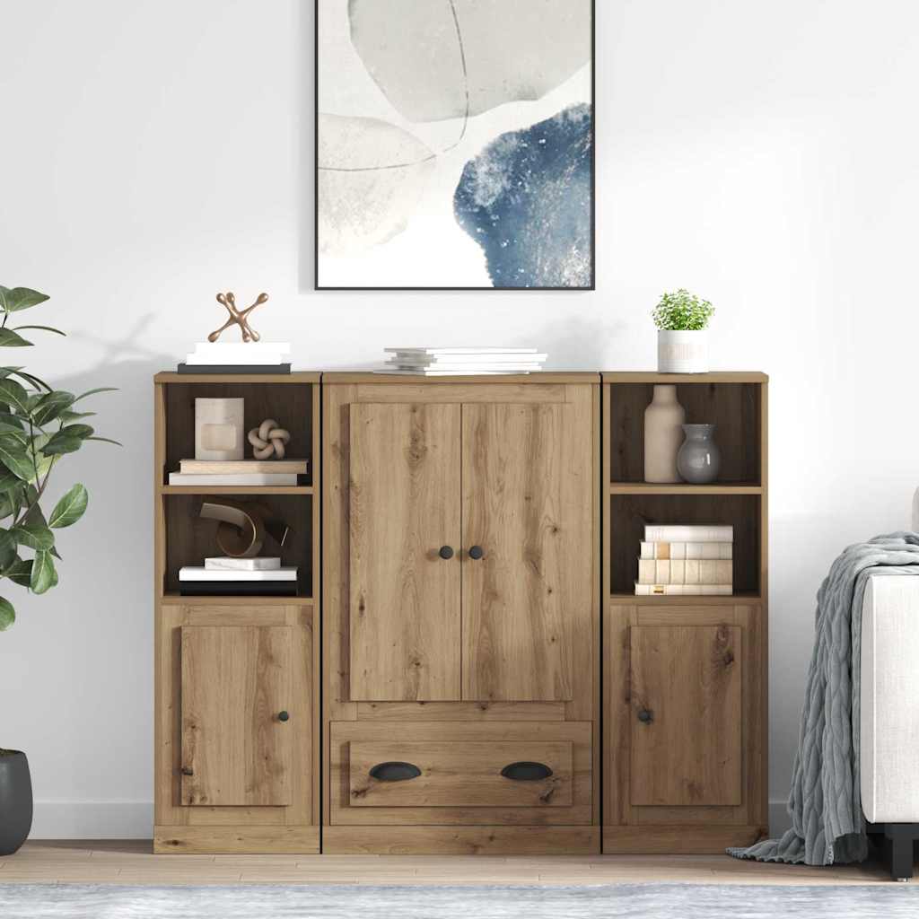 Credenza 3 pcs Rovere artigianale Legno multistrato