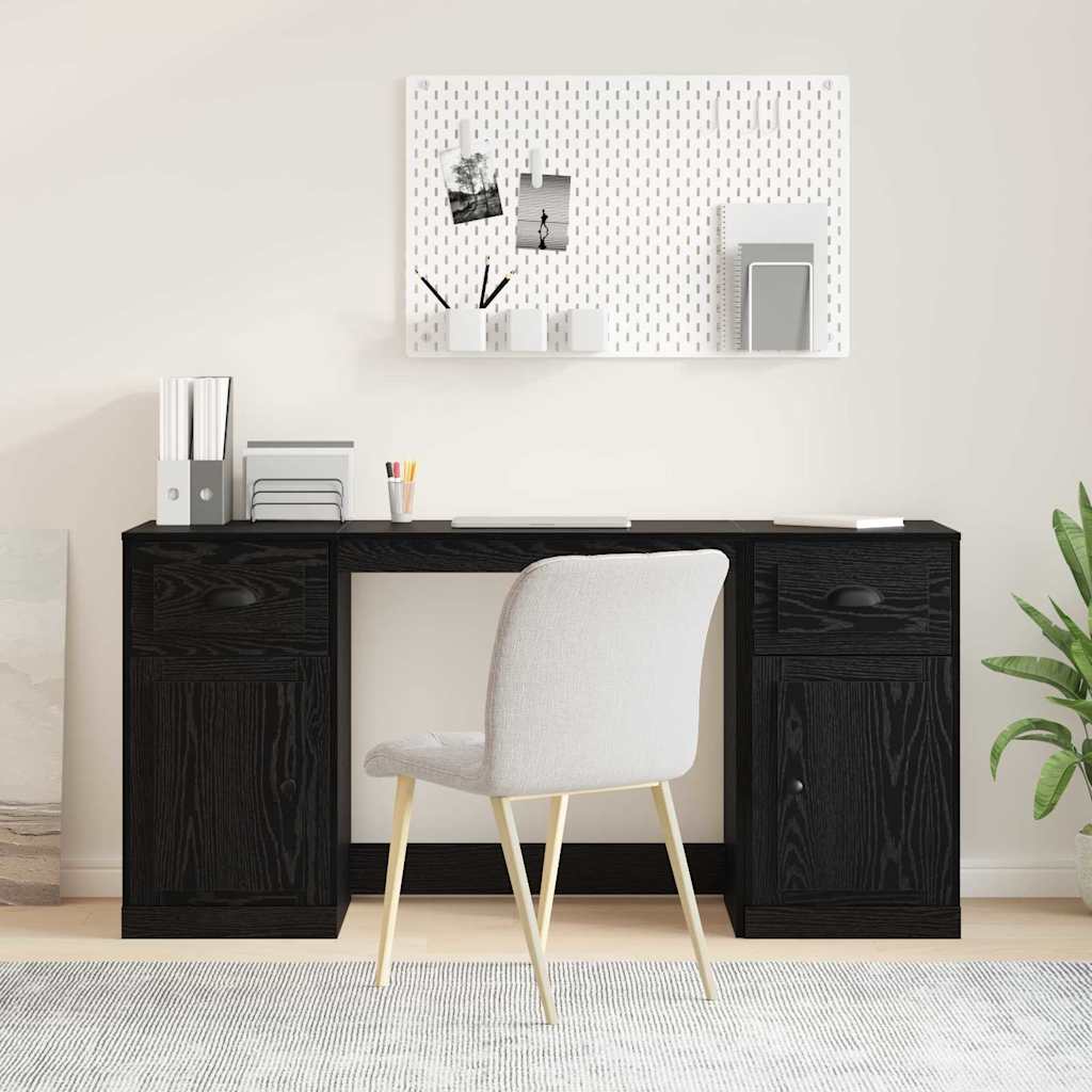 Scrivania con armadietto Rovere Nero 154,5 x 50 x 75 cm