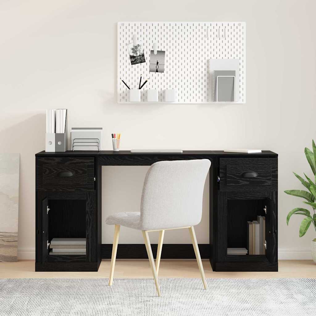 Scrivania con armadietto Rovere Nero 154,5 x 50 x 75 cm