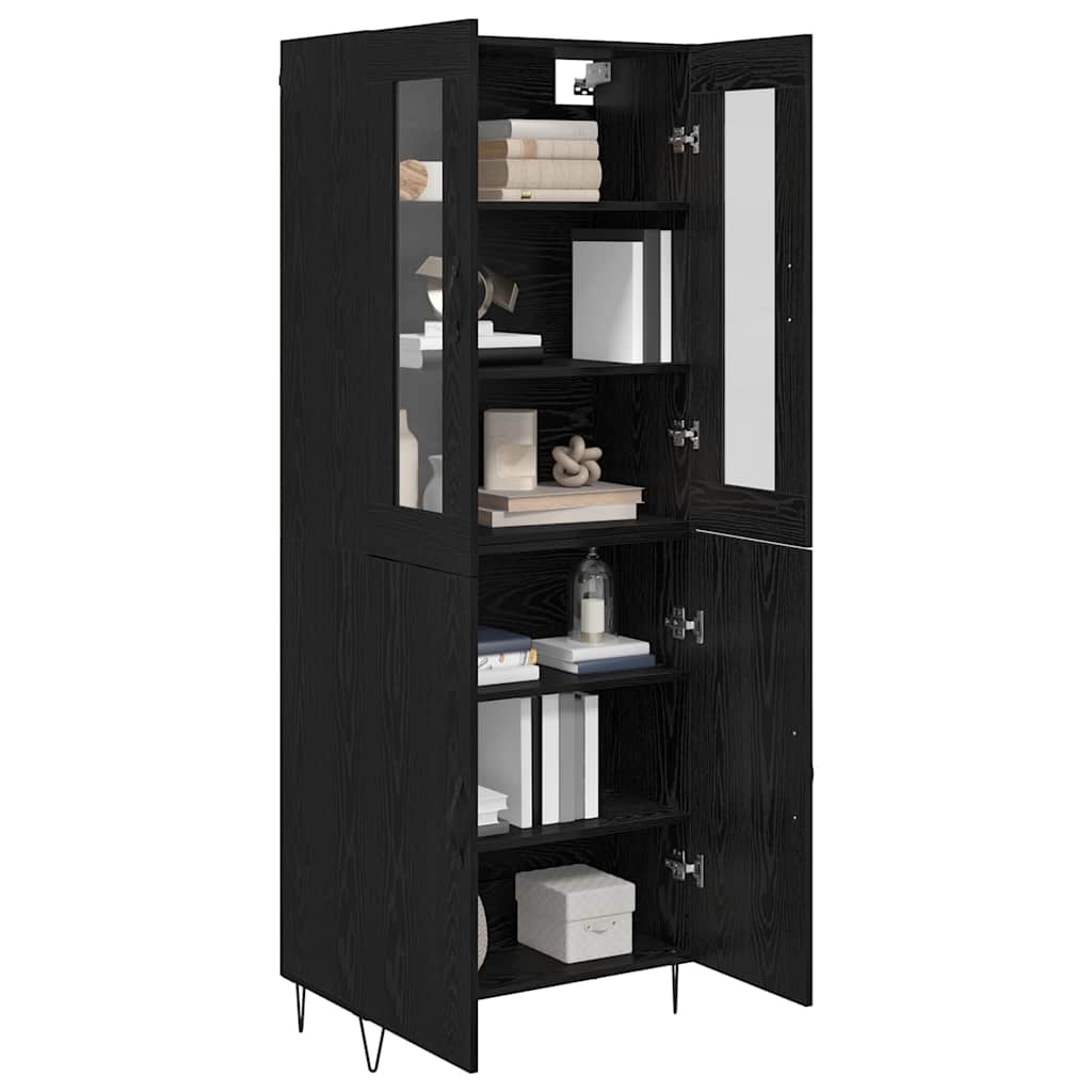 Credenza Rovere Bianco e Nero 69,5 x 34 x 180 cm