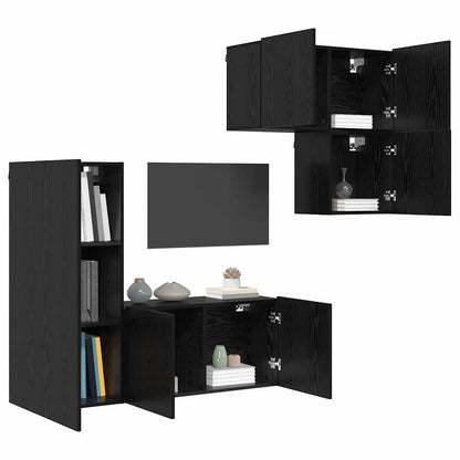 Mobile TV 4 pcs Rovere Nero Legno multistrato