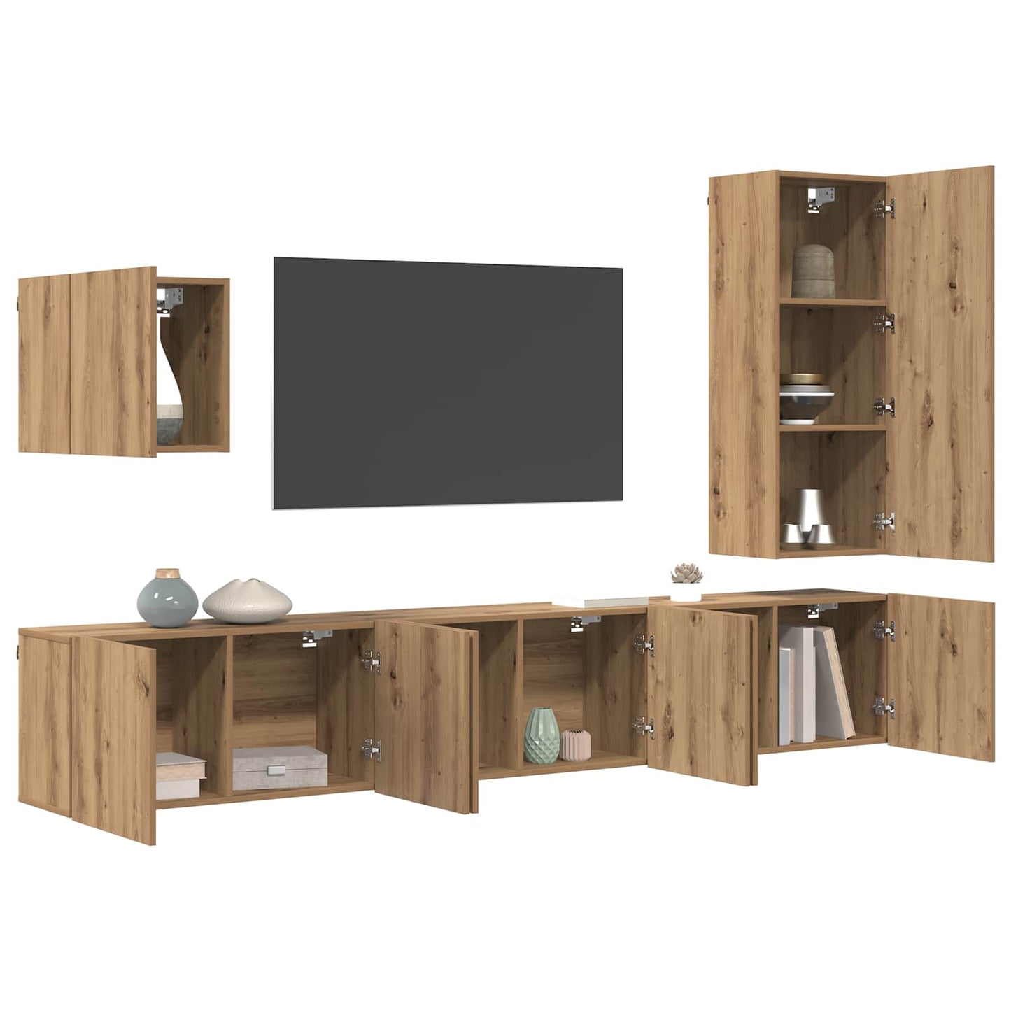 UnitÃ  TV da Parete 5 pcs Rovere artigianale Legno multistrato