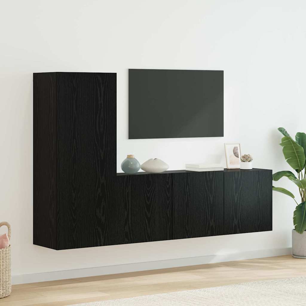 UnitÃƒÂ  TV da Parete 5 pcs Rovere Nero Legno multistrato