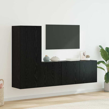 UnitÃƒÂ  TV da Parete 5 pcs Rovere Nero Legno multistrato