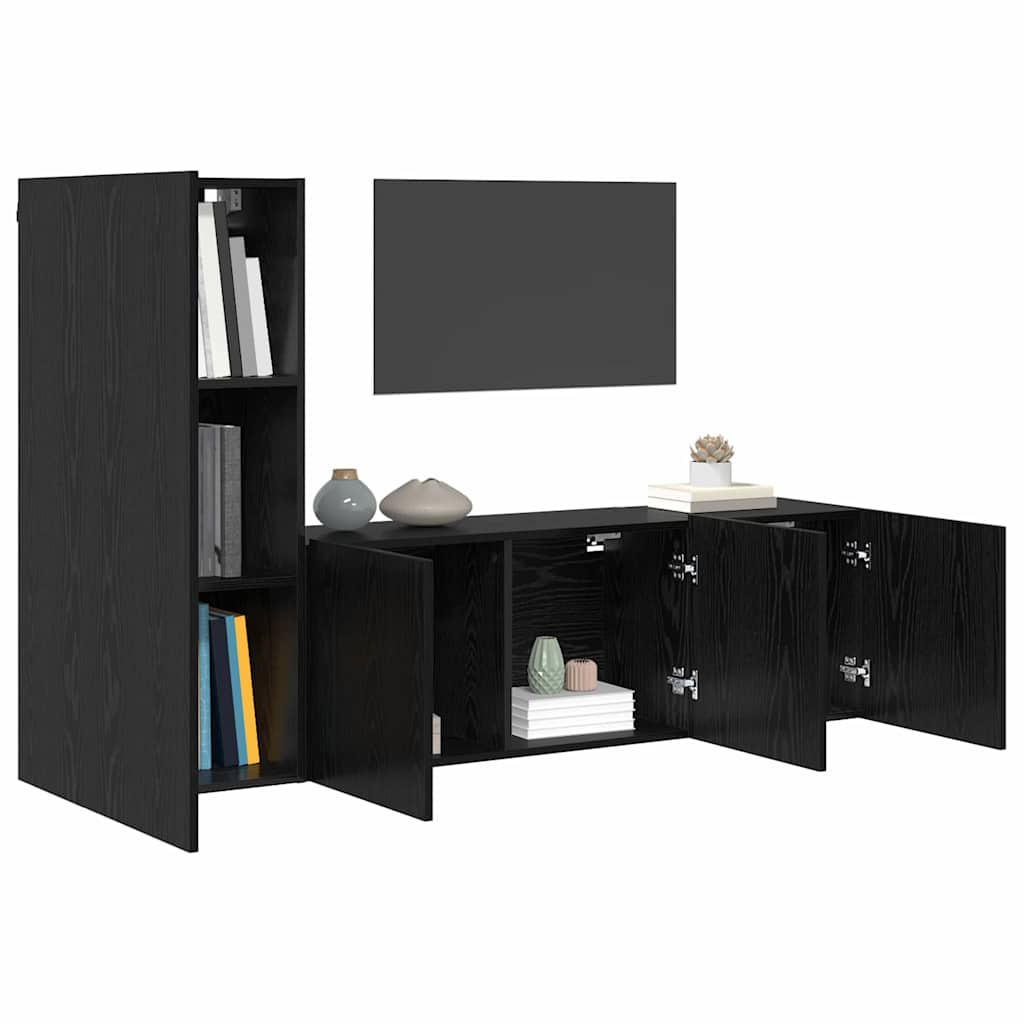 UnitÃƒÂ  TV da Parete 5 pcs Rovere Nero Legno multistrato