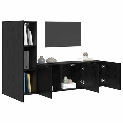 UnitÃƒÂ  TV da Parete 5 pcs Rovere Nero Legno multistrato