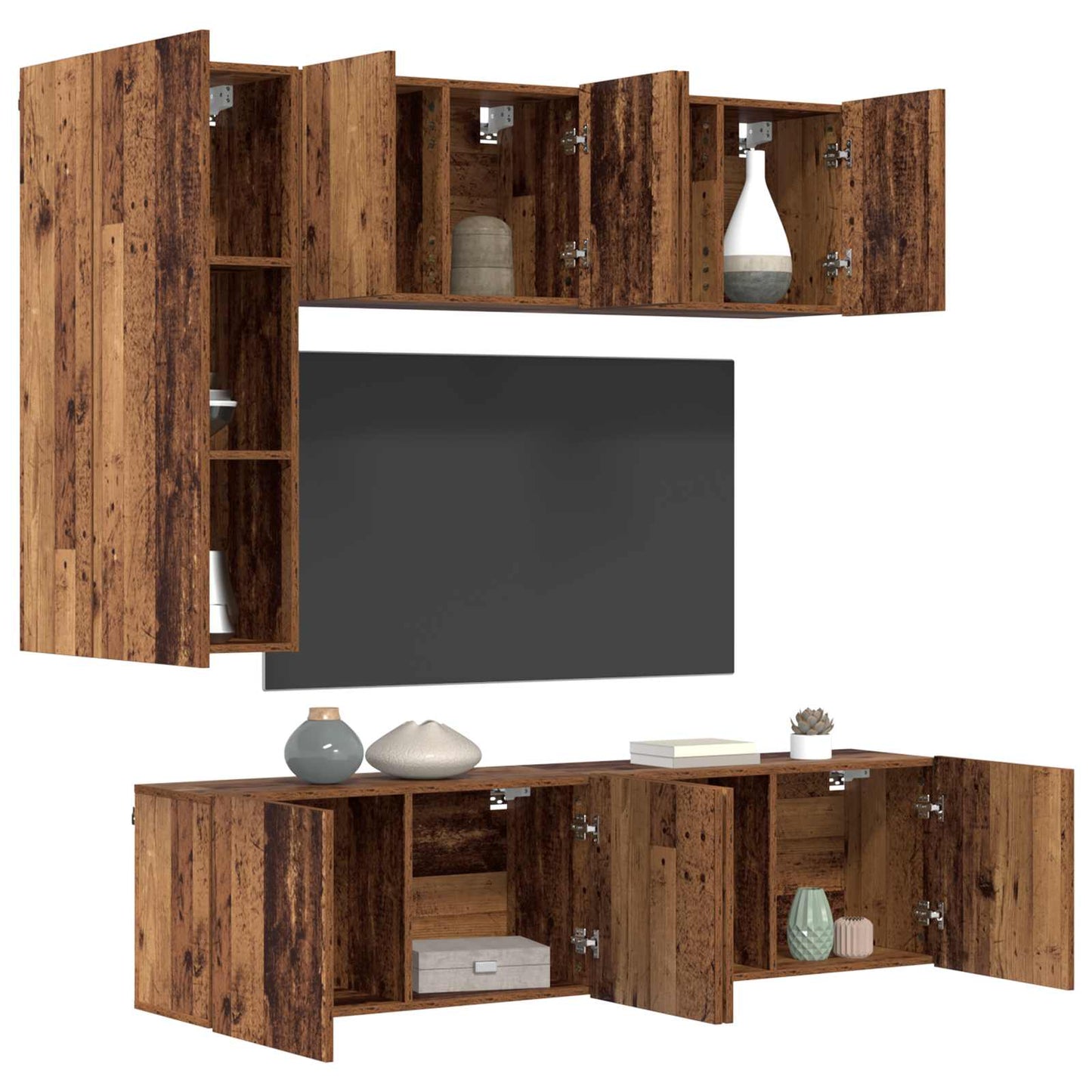 UnitÃ  TV da Parete 5 pcs Legno vecchio Legno multistrato