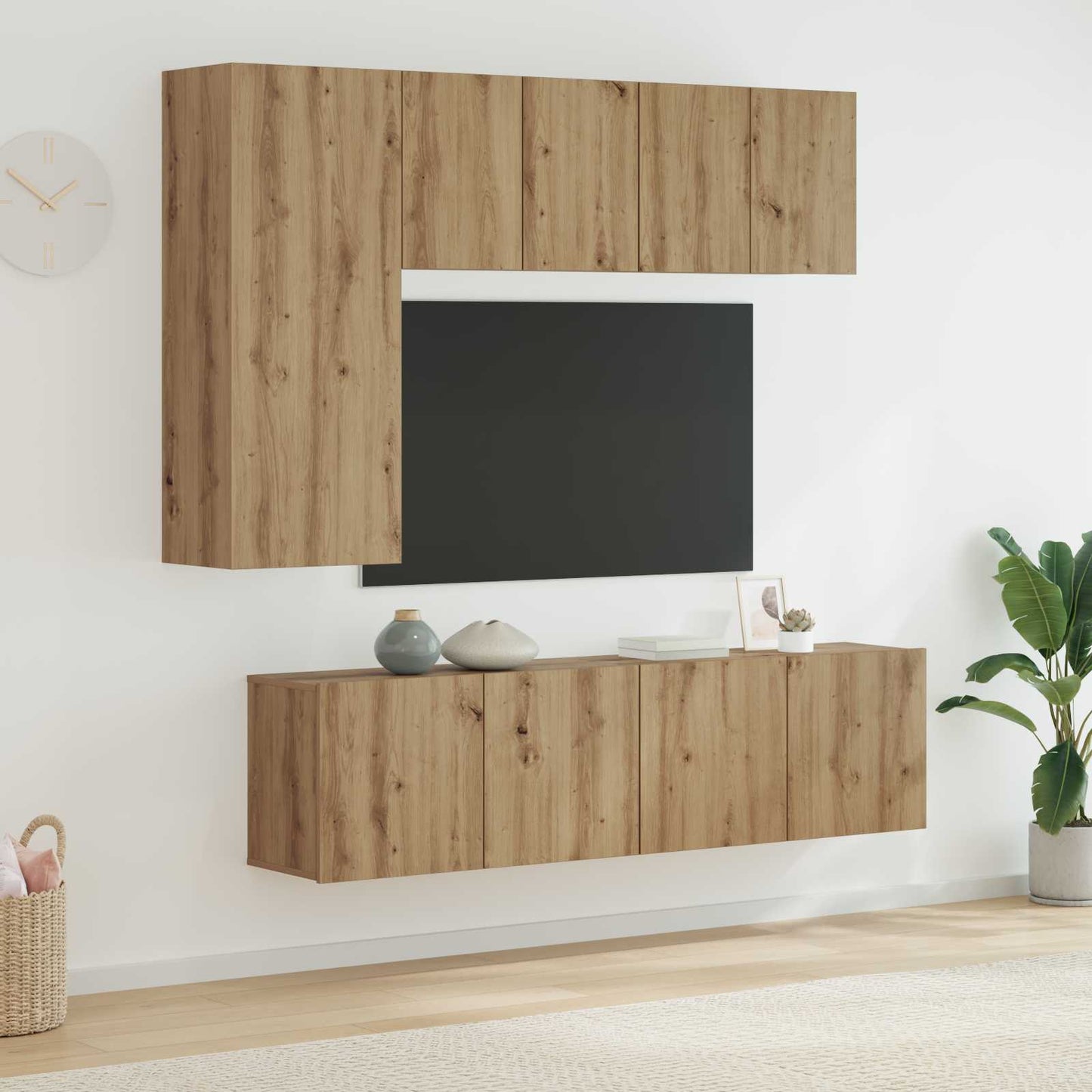 UnitÃ  TV da Parete 5 pcs Rovere artigianale Legno multistrato